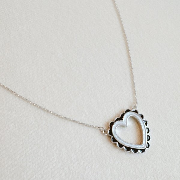 Preciously Scallop Edged Heart Necklace
