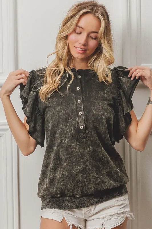 BiBi Mineral Washed Terry Top