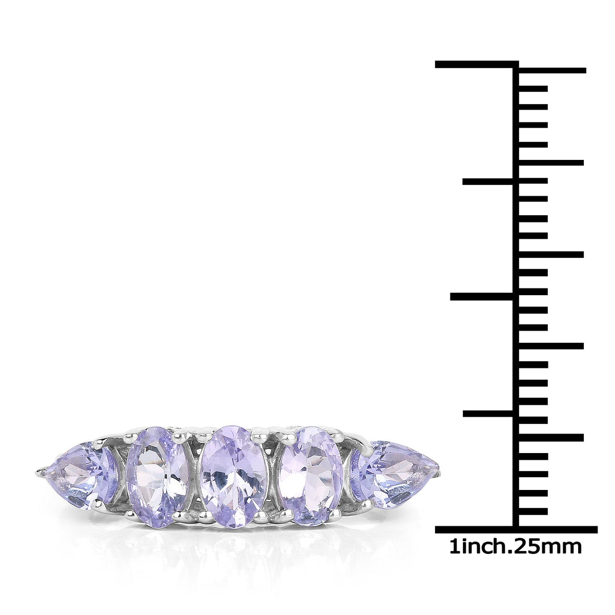 2.33 Carat Genuine Tanzanite .925 Sterling Silver Ring