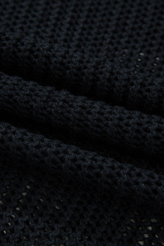 Solid Crochet Hollow-Out Sweater