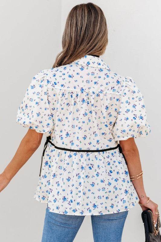 Lyanna Floral Puff Short Sleeve Top