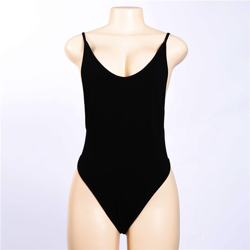 Summer Women Clothing All Matching Sling Solid Color Backless Sexy Jumpsuit