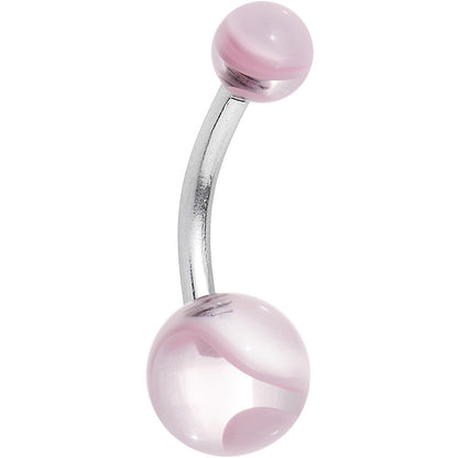 Grade 23 Solid Titanium Pink Acrylic Swirl Belly Ring