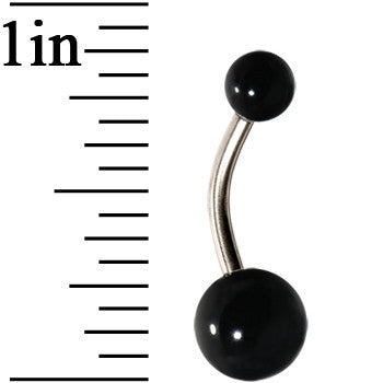 Grade 23 Solid Titanium Flat Black Acrylic Belly Ring