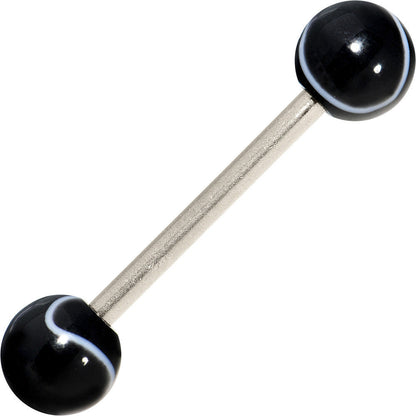 Grade 23 Solid Titanium Black Marble Acrylic Barbell Tongue Ring