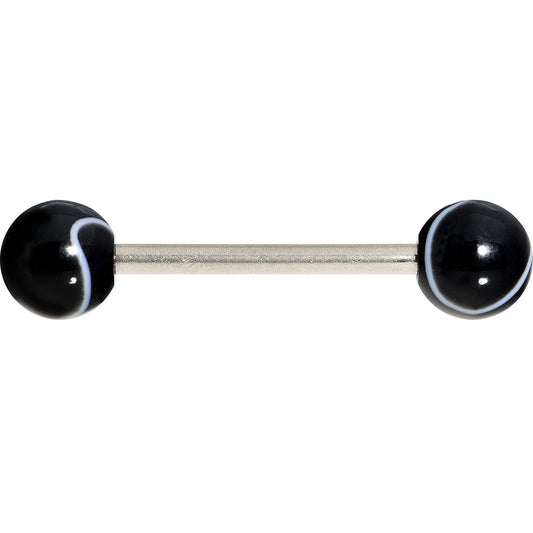 Grade 23 Solid Titanium Black Marble Acrylic Barbell Tongue Ring