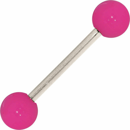 Grade 23 Solid Titanium Flat Pink Acrylic Barbell Tongue Ring