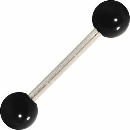 Grade 23 Solid Titanium Flat Black Acrylic Barbell Tongue Ring