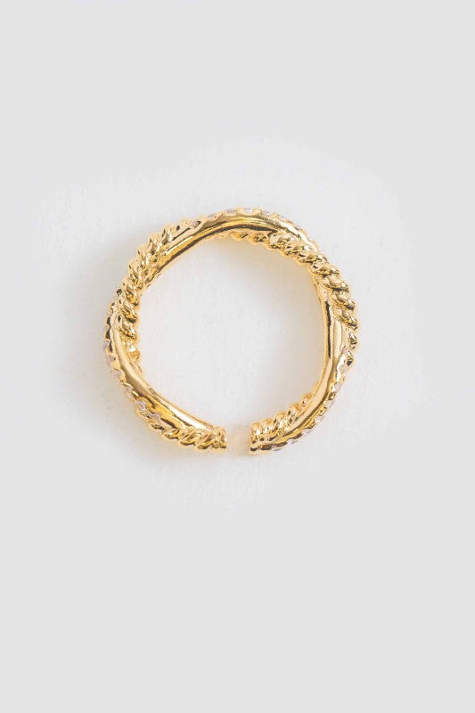 Sparkling Twist Adjustable Ring | Gold