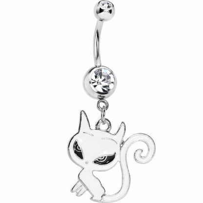 Crystalline Gem Swirly Kitty Cat Belly Ring