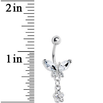 Crystalline Gem Butterfly Daisy Flower Belly Ring