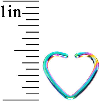 16G Rainbow Anodized Hollow Heart Daith Cartilage Closure Ring