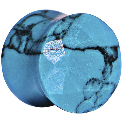 5/8 Turquoise Semi Precious Stone Faceted Double Flare Plug