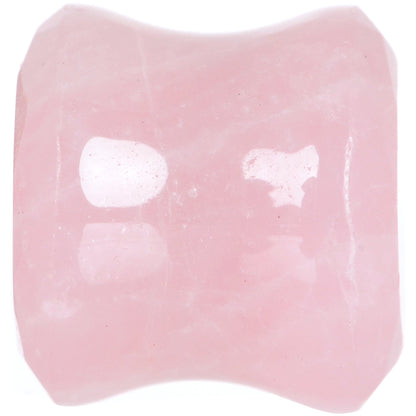 1/2 Rose Quartz Natural Stone Faceted Saddle Plug Set