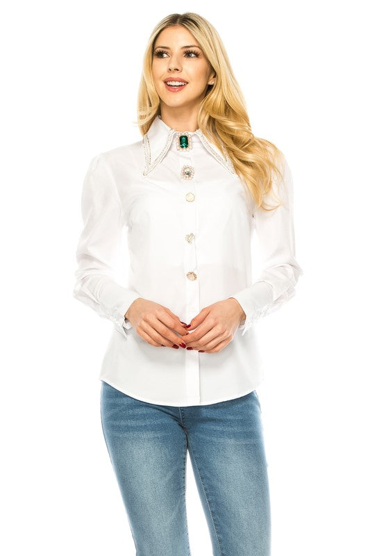Women Button Down Long Sleeve Blouse