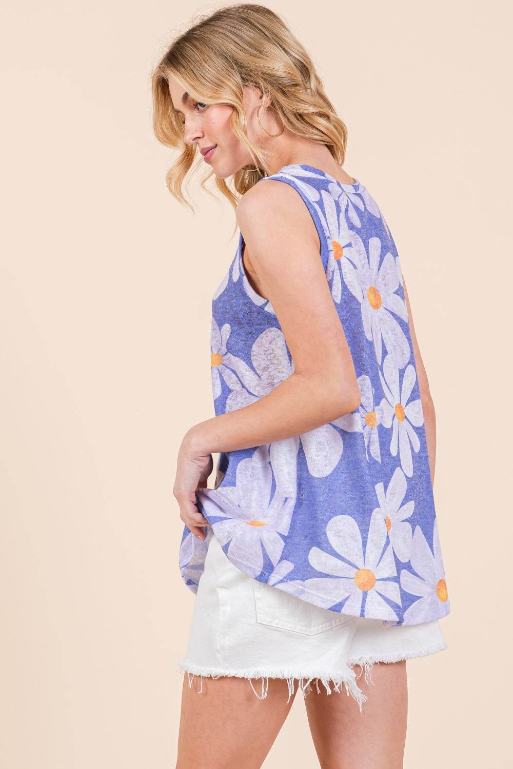 BOMBOM Floral Round Neck Tank
