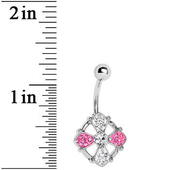 Crystalline Gem Pink Kingdom Cross Belly Ring