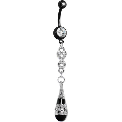 Crystalline Gem Exotic Midnight Teardrop Bead Belly Ring