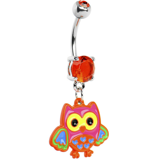 Double Gem Colorful Owl Belly Ring