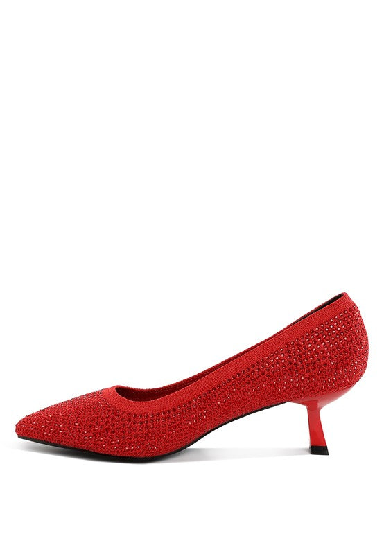 Vimto Breathable Flyknit Rhinestone Pumps