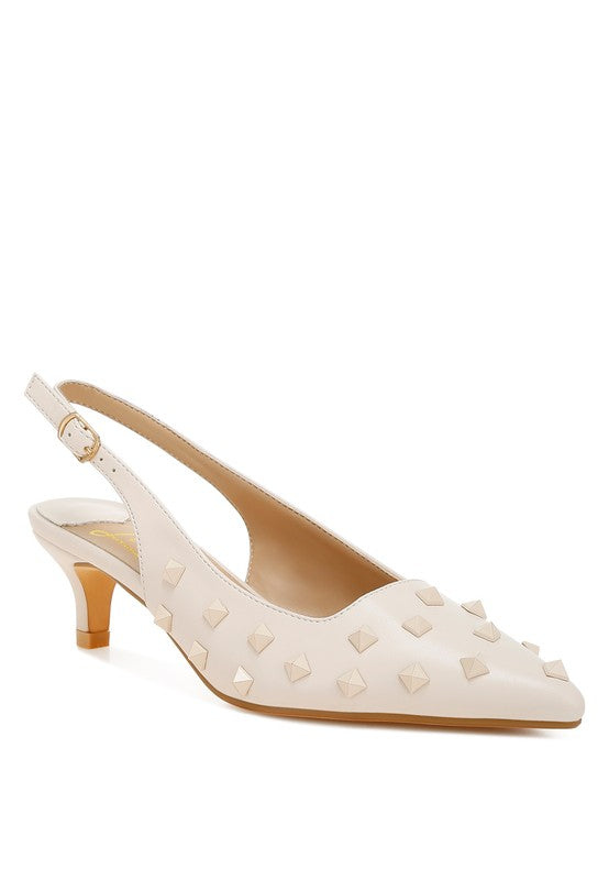 Hegron Stud Embellished Kitten Heels