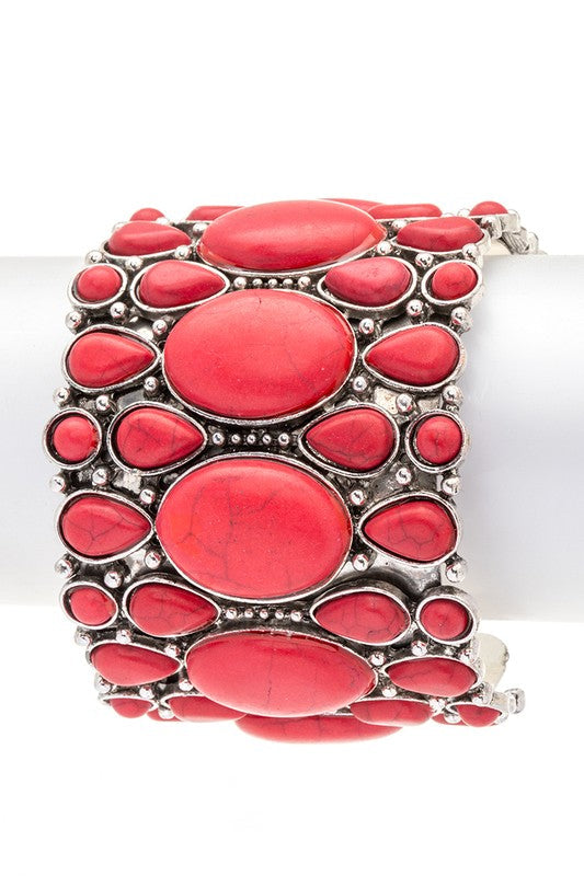 Turquoise Stone Statement Cuff Bangle