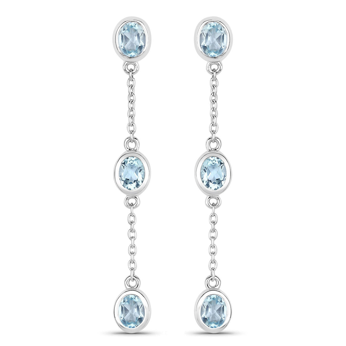 2.16 Carat Genuine Blue Topaz .925 Sterling Silver Earrings