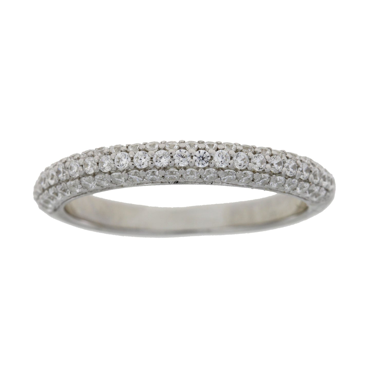 Cubic Zirconium Wedding Band Ring Sterling Silver