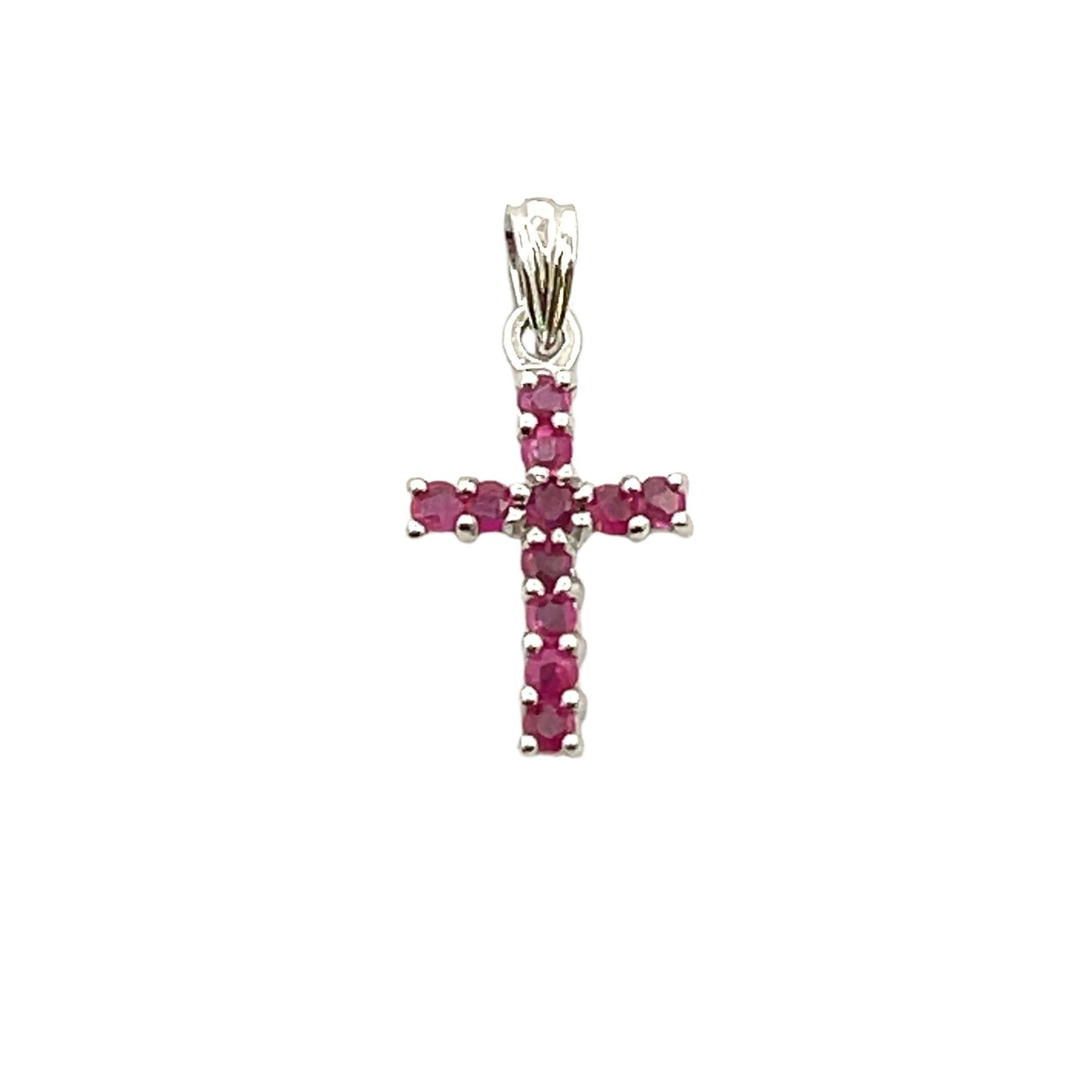 .21ct Ruby Cross Religious Pendant 10KT White Gold