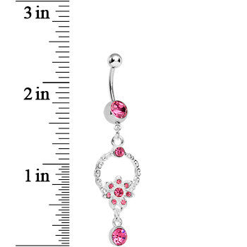 Pink Gem Infinite Flower Drop Belly Ring