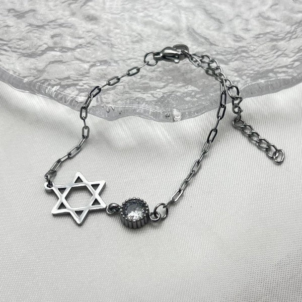 Star of David Bracelet with Crystal Accent