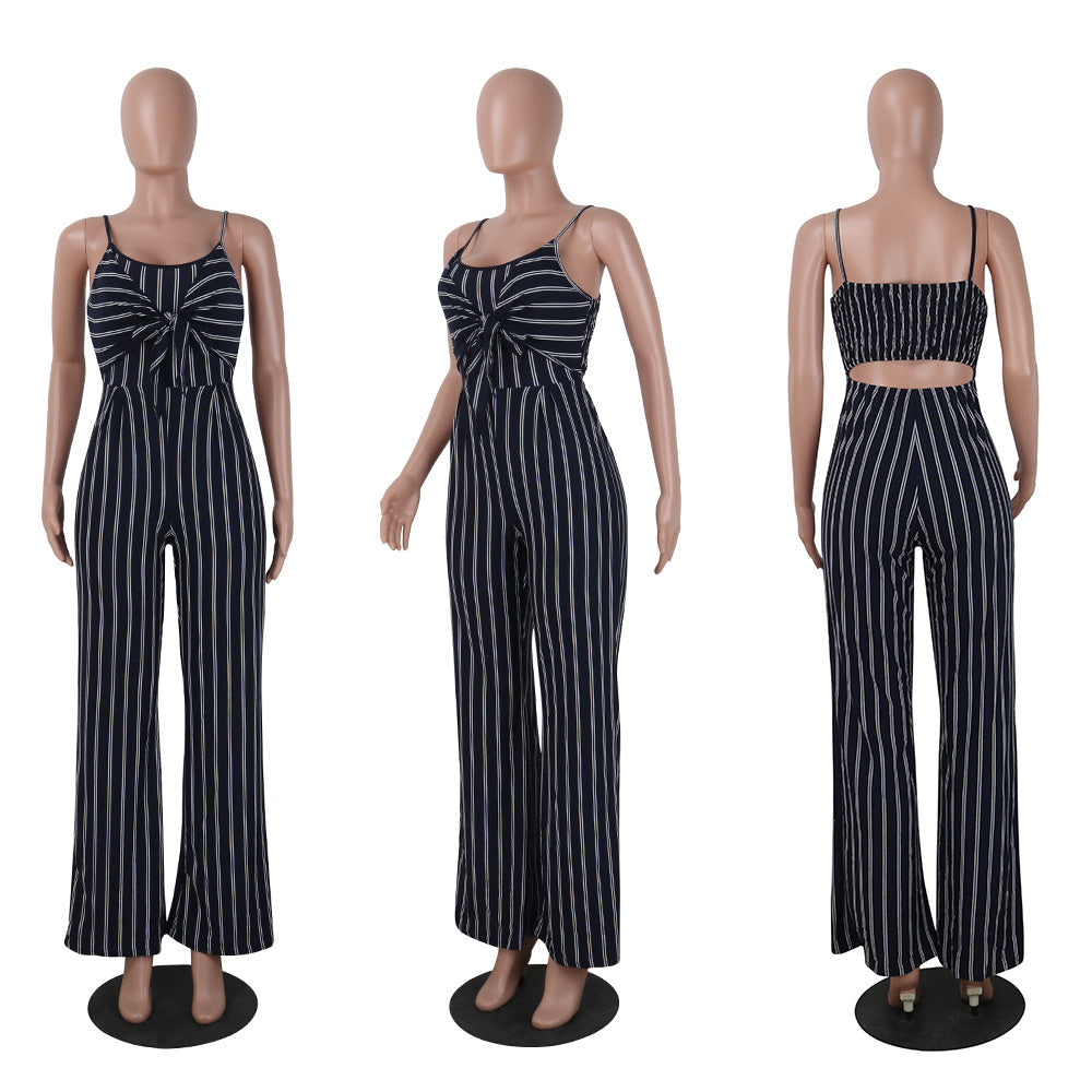 Sexy Slim Fit Striped Bow One Piece Nightclub Uniforms