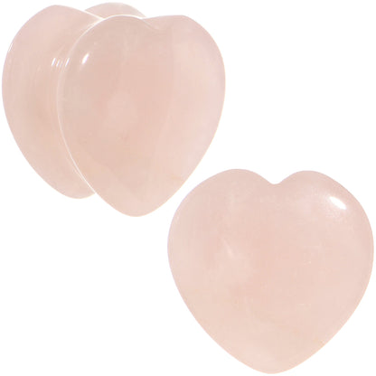 5/8 Natural Rose Quartz Sweet Heart Stone Saddle Plug Set