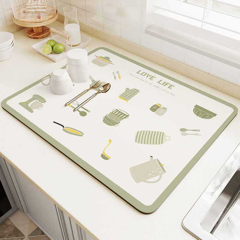 Simple Solid Color New Style Diatomaceous Earth Coffee Machine Mat