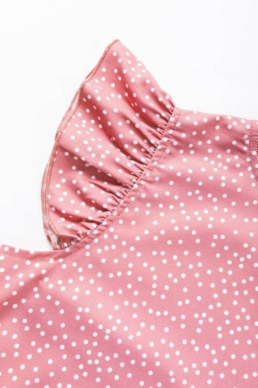 Marlowe Polka Dots Ruffle Flutter Sleeve Frilled N