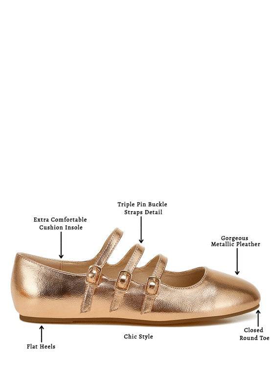 Macarina Triple Strap Mary Jane Ballerinas