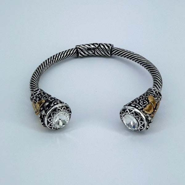 Cable Style Bangle Bracelet Gold Finish Butterfly