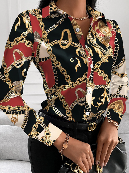 Long Sleeve Geometric Print Shirt