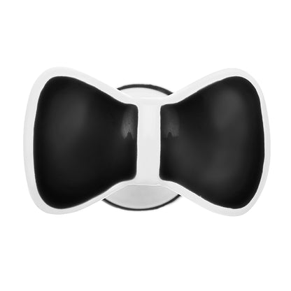 Black on White Enamel Bow Tie Cheater Plug