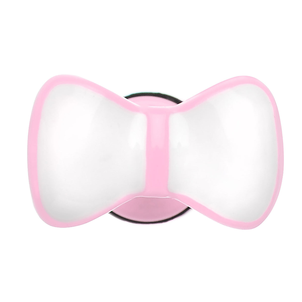 White on Pink Enamel Bow Tie Cheater Plug