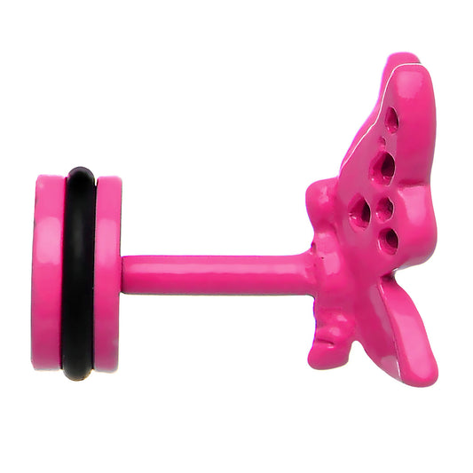 Pink Neon Enamel Floating Butterfly Cheater Plug