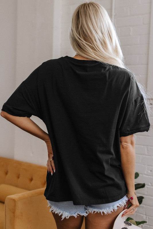 Ayra Loose Half Sleeve Hi Low Hem Top