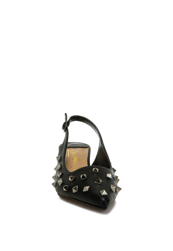 Hegron Stud Embellished Kitten Heels