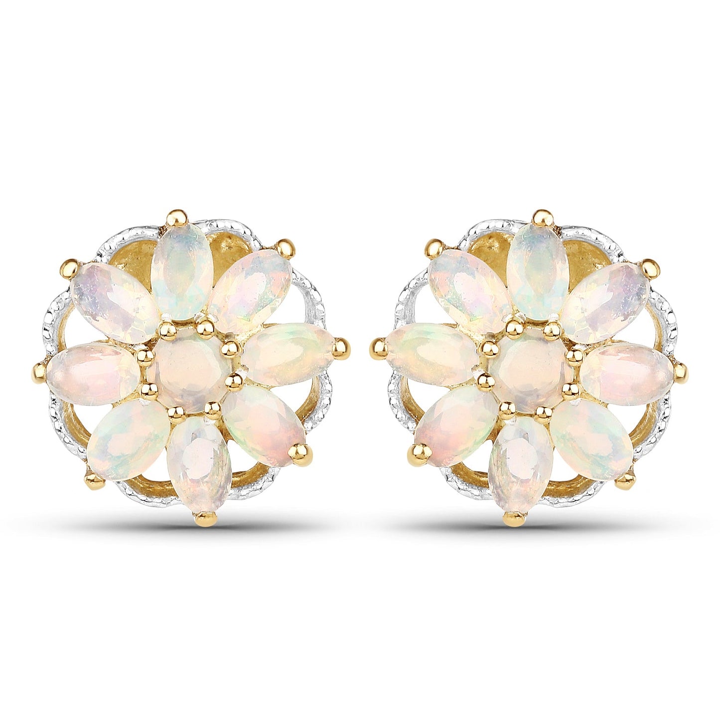 14K Yellow Gold Plated 2.70 Carat Genuine Ethiopian Opal .925 Sterling Silver Earrings