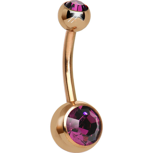 Dark Purple CZ Rose Gold Plated Belly Ring