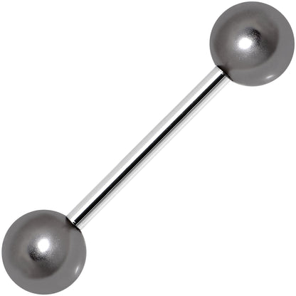 Grey Faux Pearl Acrylic Barbell Tongue Ring
