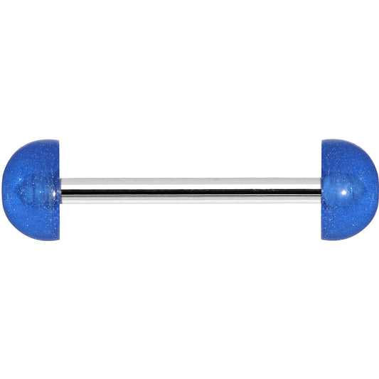 Blue Acrylic Half Ball Pixie Dust Barbell Tongue Ring