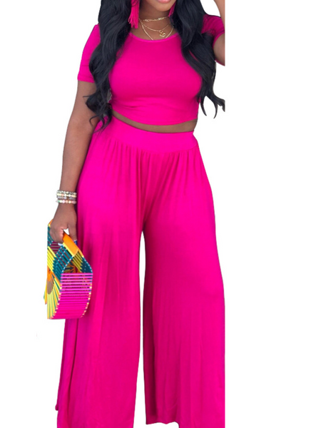 Solid Color Simple Casual Pants Set