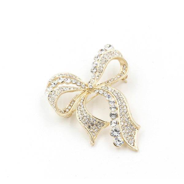 RHINESTONED RIBBON BROOCH