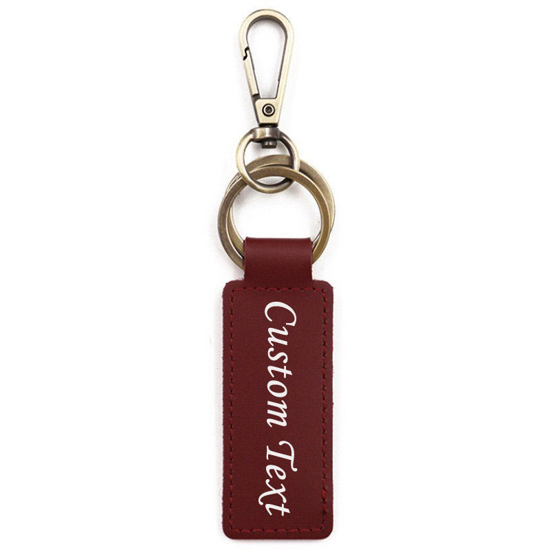Custom Keychain, Personalized keychains, Real Leather Key Chain Holder Engrave Name Text, Customized Gifts for Men Women